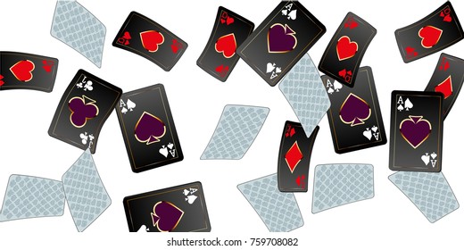 Casino Playing Cards are falling down. Playing Cards rain. Vector illustration