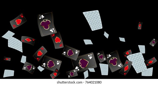 Casino Playing Cards are falling down. Playing Cards rain. Vector illustration