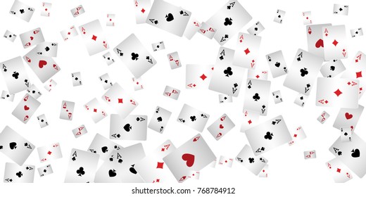 Casino Playing Cards are falling down. Playing Cards rain. Vector illustration