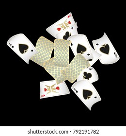 Casino Playing Cards are falling down. Playing Cards rain. Vector illustration