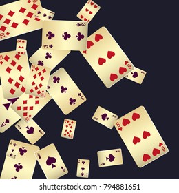 Casino Playing Cards are falling down. Playing Cards rain. Vector illustration