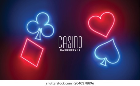 casino playing cards in neon style