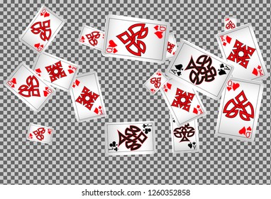 Casino Playing Cards on transparent background. Vector illustration in celtic style.
