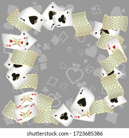 Casino Playing Cards. Pattern for ads of parties, events in Vegas. Vector illustration.