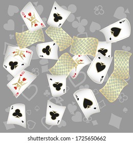 Casino Spielkarten. Muster für Anzeigen von Partys, Veranstaltungen in Vegas. Vector-Abbildung.