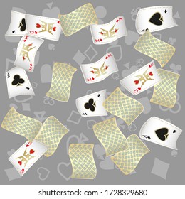 Casino Playing Cards. Pattern for ads of parties, events in Vegas. Vector illustration.