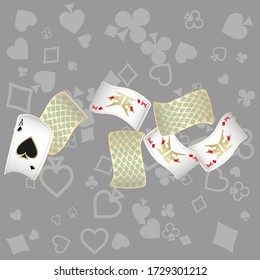 Casino Playing Cards. Pattern for ads of parties, events in Vegas. Vector illustration.