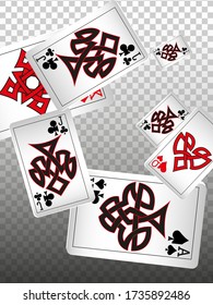 Casino Playing Cards. Pattern for ads of parties, events in Vegas. Vector illustration 