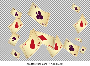 Casino Playing Cards. Pattern for ads of parties, events in Vegas. Vector illustration in vintage style.