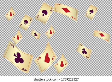 Casino Playing Cards. Pattern for ads of parties, events in Vegas. Vector illustration in vintage style.
