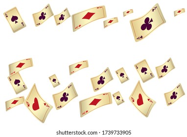 Casino Playing Cards. Pattern for ads of parties, events in Vegas. Vector illustration in vintage style.