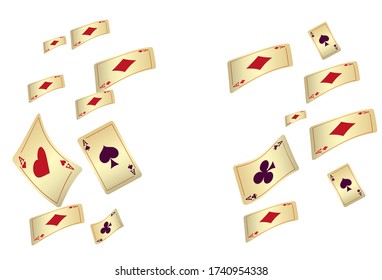 Casino Playing Cards. Pattern for ads of parties, events in Vegas. Vector illustration in vintage style.