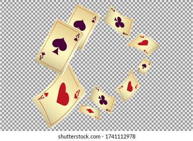 Casino Playing Cards. Pattern for ads of parties, events in Vegas. Vector illustration in vintage style.