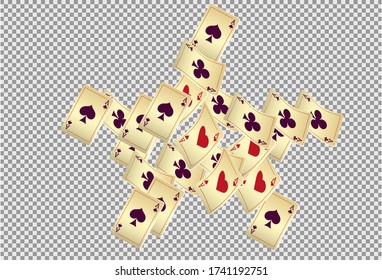 Casino Playing Cards. Pattern for ads of parties, events in Vegas. Vector illustration in vintage style.