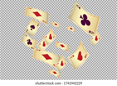 Cartas de juego del Casino. Patrón para anuncios de fiestas, eventos en Las Vegas. Ilustración vectorial en estilo vintage.
