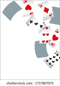 Casino Playing Cards. Pattern for ads of parties, events in Vegas. Vector illustration in vintage style. Vector illustration in celtic style.