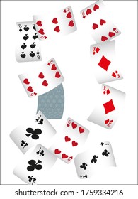 Casino Playing Cards. Pattern for ads of parties, events in Vegas. Vector illustration in vintage style. Vector illustration in celtic style.