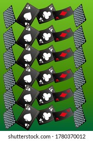 Casino Playing Cards. Pattern for ads of parties, events in Vegas. Vector illustration in vintage style.