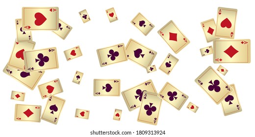 Casino Playing Cards. Pattern for ads of parties, events in Vegas. Vector illustration in vintage style.