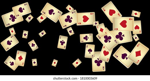 Casino Playing Cards. Pattern for ads of parties, events in Vegas. Vector illustration in vintage style.