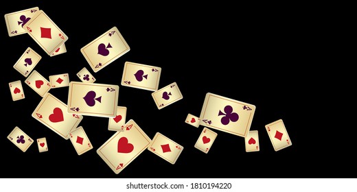 Casino Playing Cards. Pattern for ads of parties, events in Vegas. Vector illustration in vintage style.