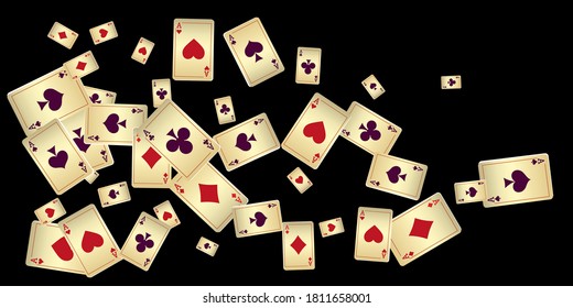Casino Playing Cards. Pattern for ads of parties, events in Vegas. Vector illustration in vintage style.