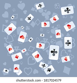 Casino Playing Cards. Pattern for ads of parties, events in Vegas. Vector illustration.