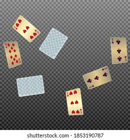 Casino Playing Cards. Pattern for ads of parties, events in Vegas. Vector illustration in vintage style.