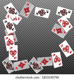 Casino Spielkarten. Muster für Werbung für Partys, Events in Vegas. Vektorgrafik im Vintage-Stil. Vektorgrafik im keltischen Stil.