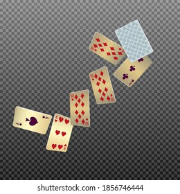 Casino Playing Cards. Pattern for ads of parties, events in Vegas. Vector illustration in vintage style.
