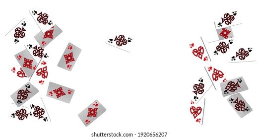 Casino Playing Cards. Pattern for ads of parties, events in Vegas. Vector illustration in vintage style. Vector illustration in celtic style.