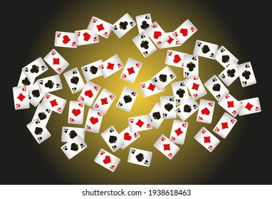 Casino Playing Cards. Pattern for ads of parties, events in Vegas. Vector illustration