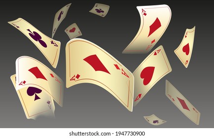 Casino Playing Cards. Pattern for ads of parties, events in Vegas. Vector illustration in vintage style.