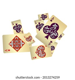 Cartas de juego del Casino. Patrón para anuncios de fiestas, eventos en Las Vegas. Ilustración vectorial en estilo vintage.