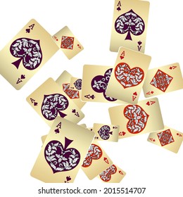 Casino Playing Cards. Pattern for ads of parties, events in Vegas. Vector illustration in vintage style.