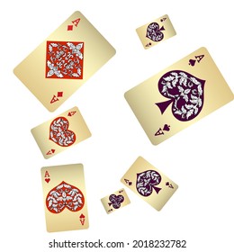 Casino Playing Cards. Pattern for ads of parties, events in Vegas. Vector illustration in vintage style.