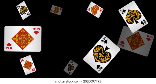 Cartas de juego del Casino. Patrón para anuncios de fiestas, eventos en Las Vegas. Ilustración vectorial en estilo vintage.