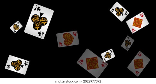 Casino Spielkarten. Muster für Werbung für Partys, Events in Vegas. Vektorgrafik im Vintage-Stil