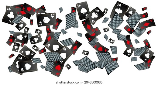 Casino Playing Cards. Pattern for ads of parties, events in Vegas. Vector illustration in vintage style.