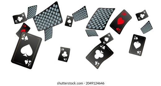 Casino Playing Cards. Pattern for ads of parties, events in Vegas. Vector illustration in vintage style.