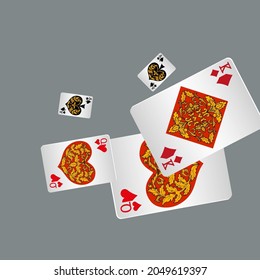 Casino Playing Cards. Pattern for ads of parties, events in Vegas. Vector illustration in vintage style.