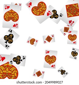 Casino Playing Cards. Pattern for ads of parties, events in Vegas. Vector illustration in vintage style.