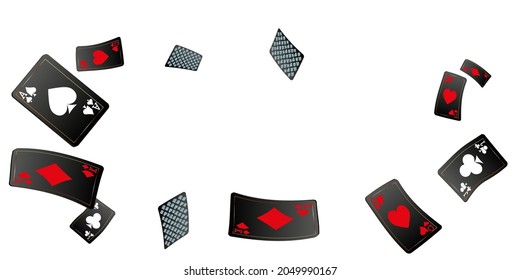 Casino Playing Cards. Pattern for ads of parties, events in Vegas. Vector illustration in vintage style.