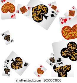 Casino Playing Cards. Pattern for ads of parties, events in Vegas. Vector illustration in vintage style.