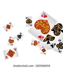 Casino Playing Cards. Pattern for ads of parties, events in Vegas. Vector illustration in vintage style.