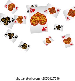 Casino Playing Cards. Pattern for ads of parties, events in Vegas. Vector illustration in vintage style.