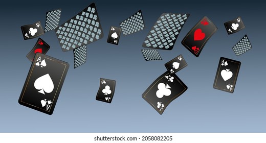 Casino Playing Cards. Pattern for ads of parties, events in Vegas. Vector illustration