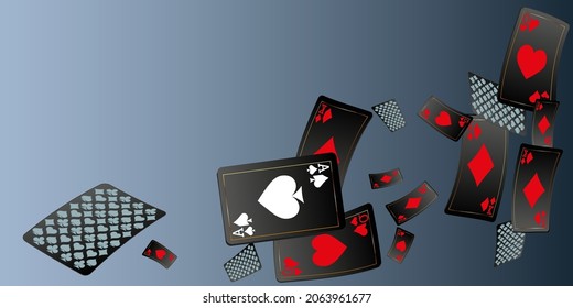 Casino Playing Cards. Pattern for ads of parties, events in Vegas. Vector illustration