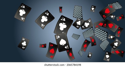 Casino Playing Cards. Pattern for ads of parties, events in Vegas. Vector illustration