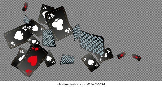 Cartas de juego del Casino. Patrón para anuncios de fiestas, eventos en Las Vegas. Ilustración del vector